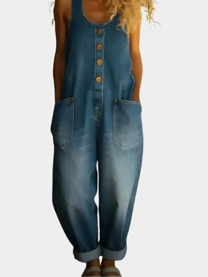Margaret | Vintage Soft Cotton Denim-Look Overall