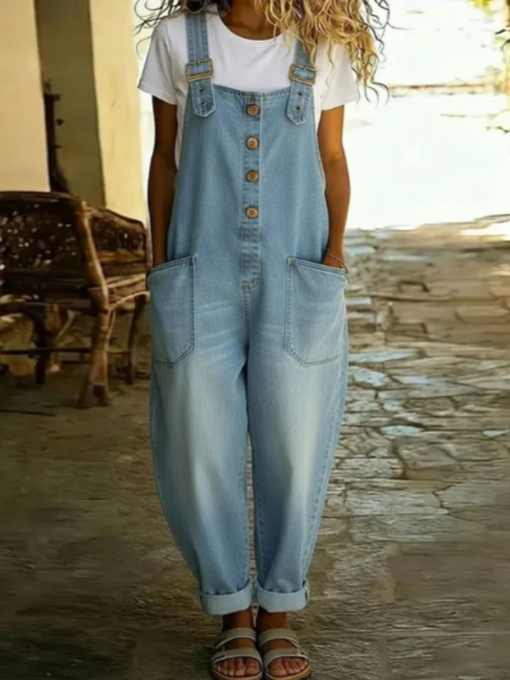 Margaret | Vintage Soft Cotton Denim-Look Overall