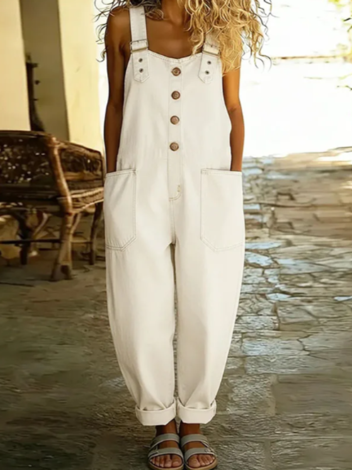Margaret | Vintage Soft Cotton Denim-Look Overall