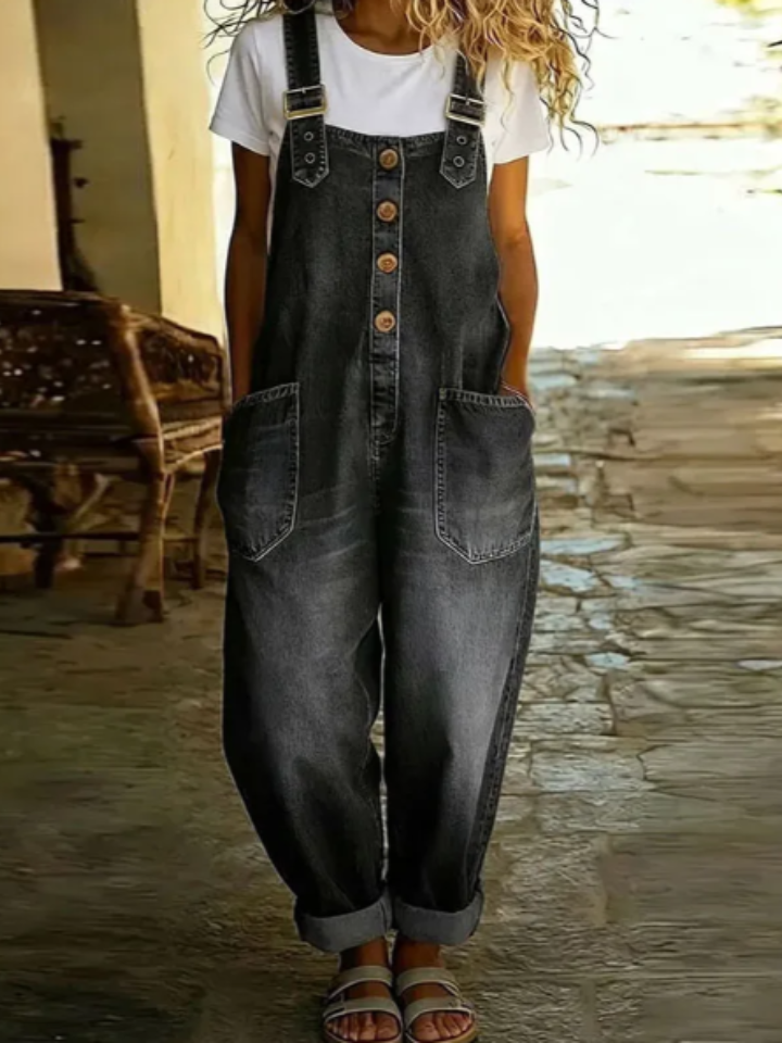 Margaret | Vintage Soft Cotton Denim-Look Overall