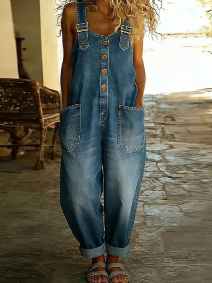 Margaret | Vintage Soft Cotton Denim-Look Overall