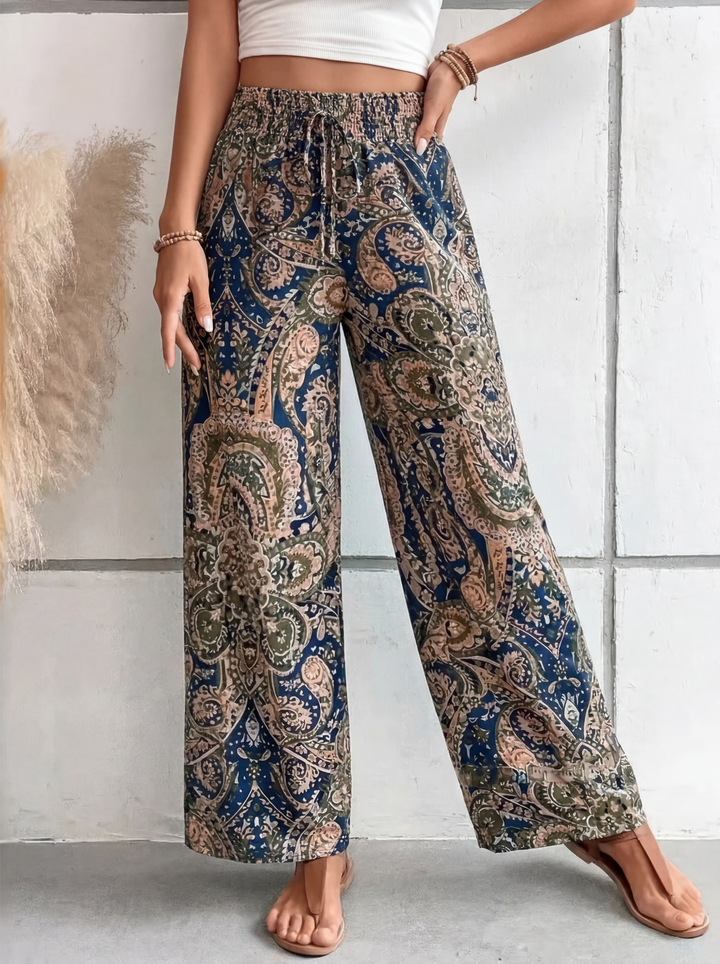 Evie | Printed Wide-Leg Trousers