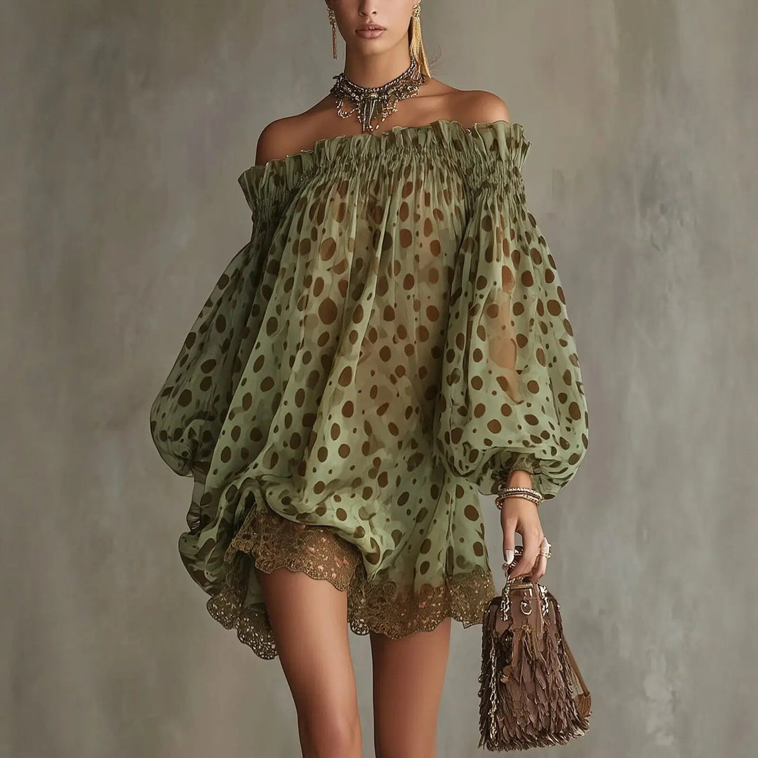 Margot | Polka Dot Off-Shoulder Midi Dress