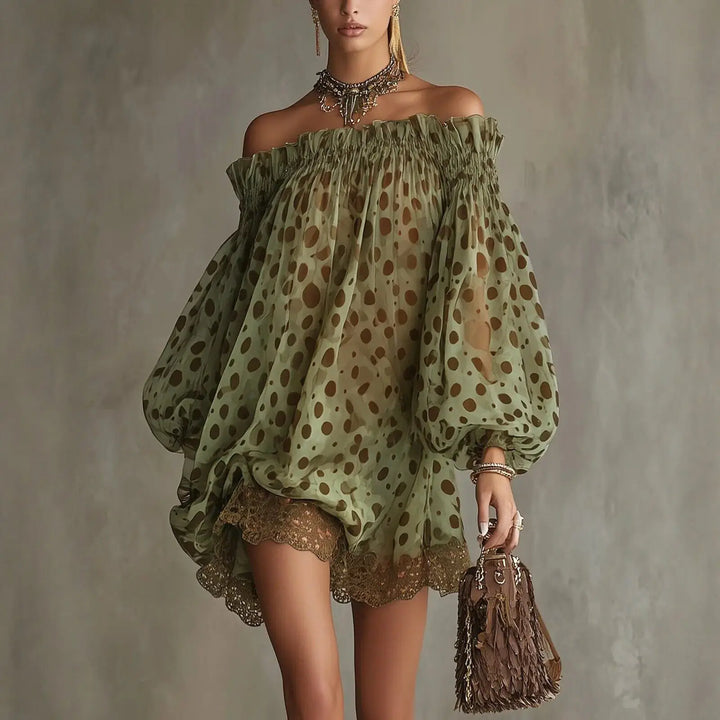 Margot | Polka Dot Off-Shoulder Midi Dress