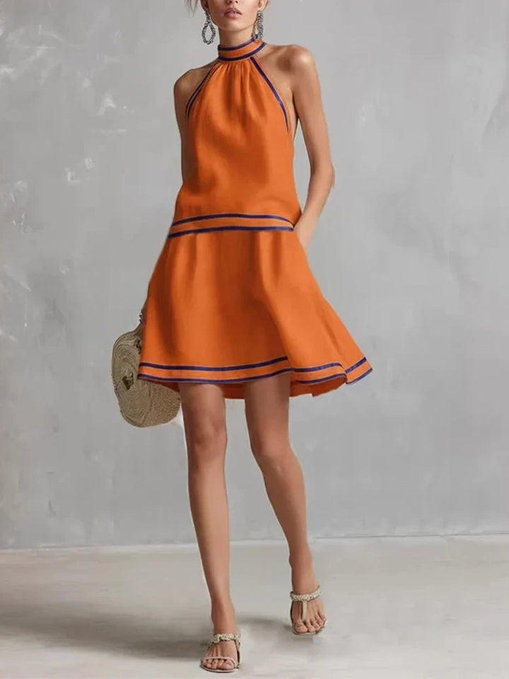 Talia | Contrast Halter Midi Dress