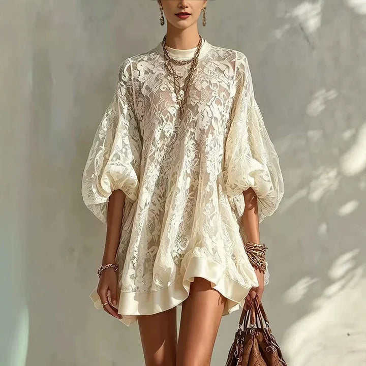 Romy | Sheer Lace Puff-Sleeve Midi Cover