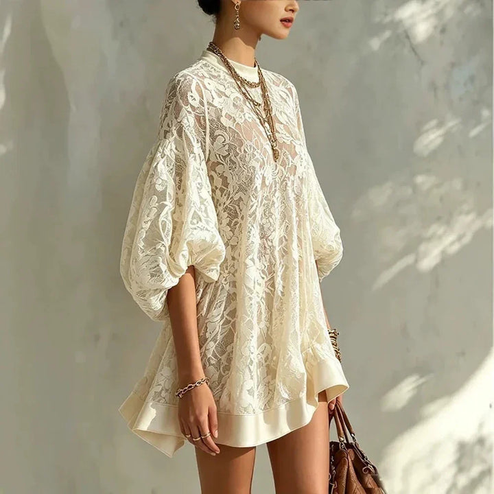 Romy | Sheer Lace Puff-Sleeve Midi Cover