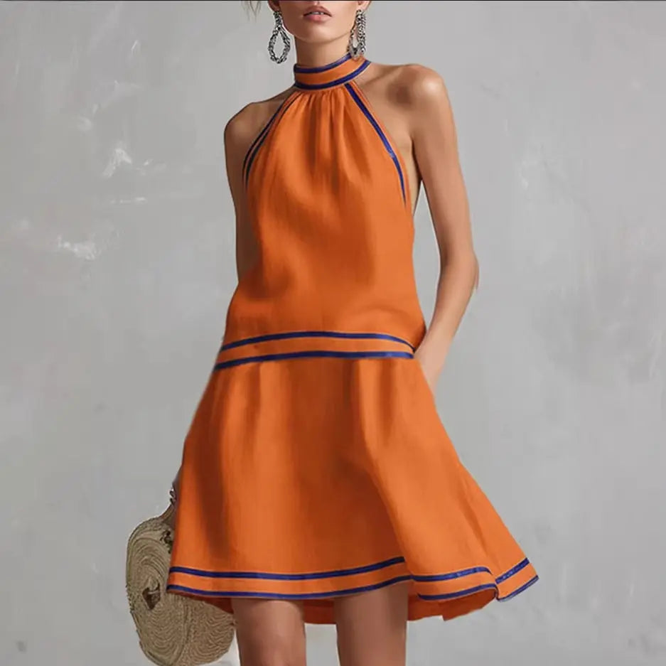 Talia | Contrast Halter Midi Dress