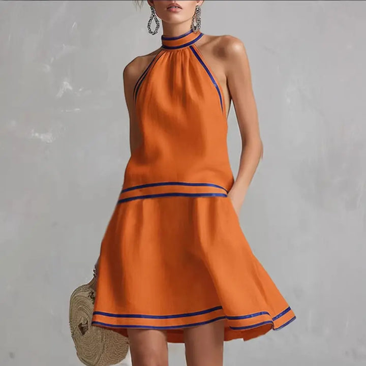 Talia | Contrast Halter Midi Dress