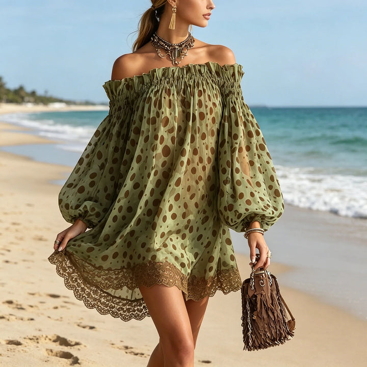 Margot | Polka Dot Off-Shoulder Midi Dress