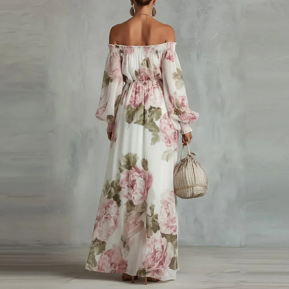 Peony | Floral Off Shoulder Maxi Dress