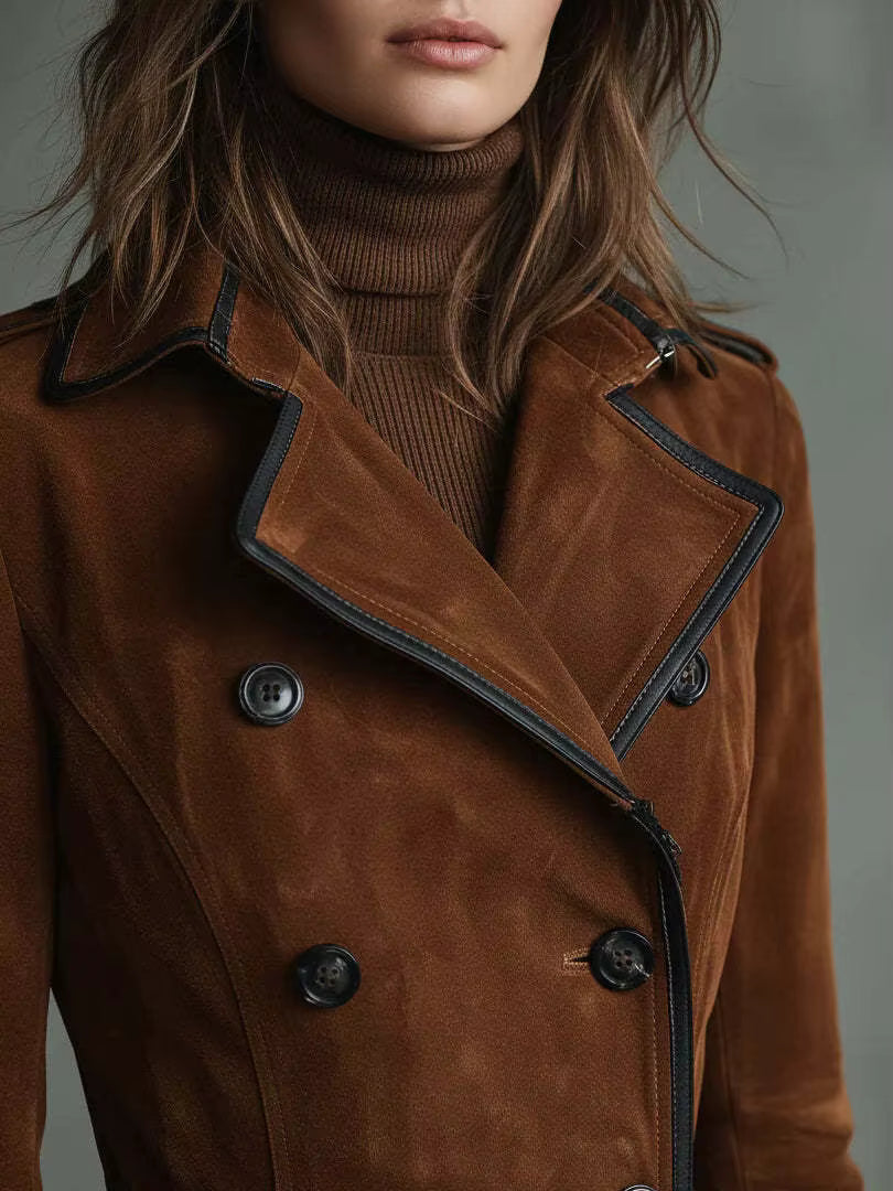 Nathalie™ - Suede Leather Trench Coat