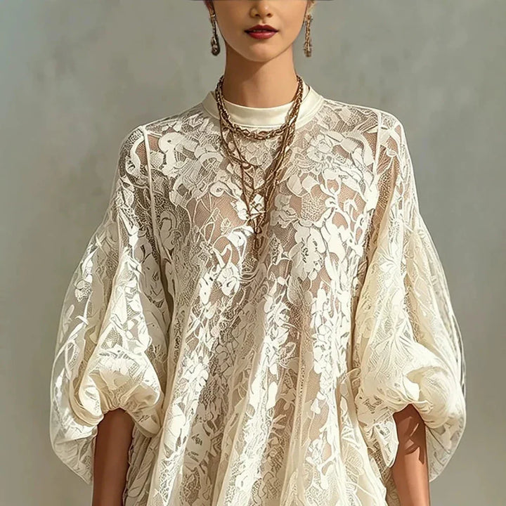 Romy | Sheer Lace Puff-Sleeve Midi Cover