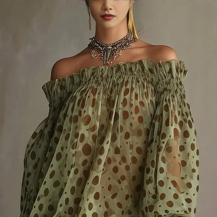 Margot | Polka Dot Off-Shoulder Midi Dress