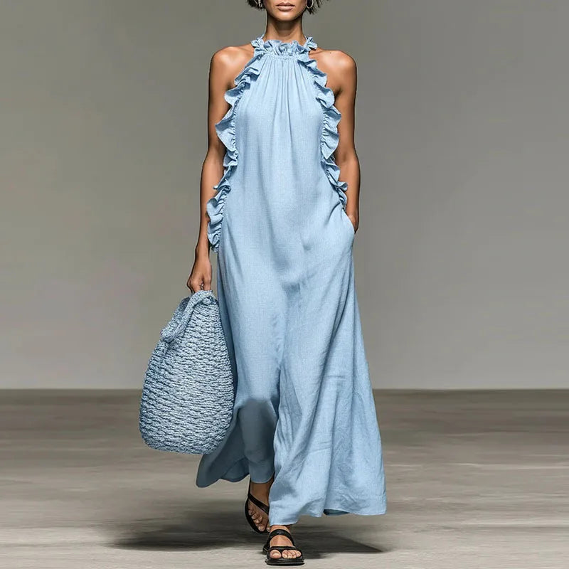 Aurelia | Halter Ruffle Maxi Dress