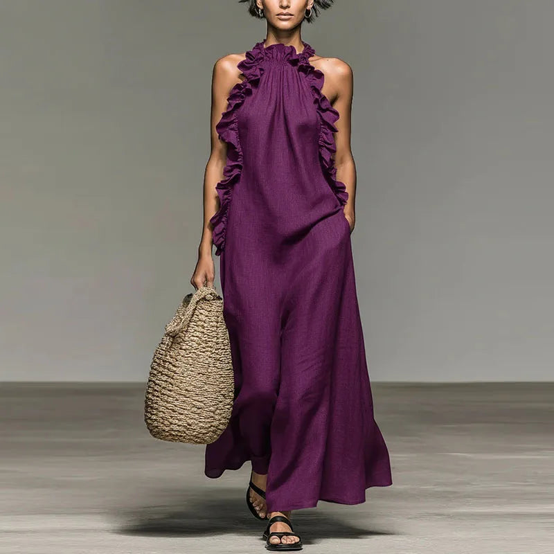 Aurelia | Halter Ruffle Maxi Dress