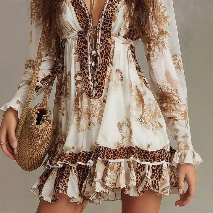 Florence | Waist-Cinched Ruffle-Trim Midi Dress