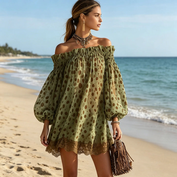 Margot | Polka Dot Off-Shoulder Midi Dress