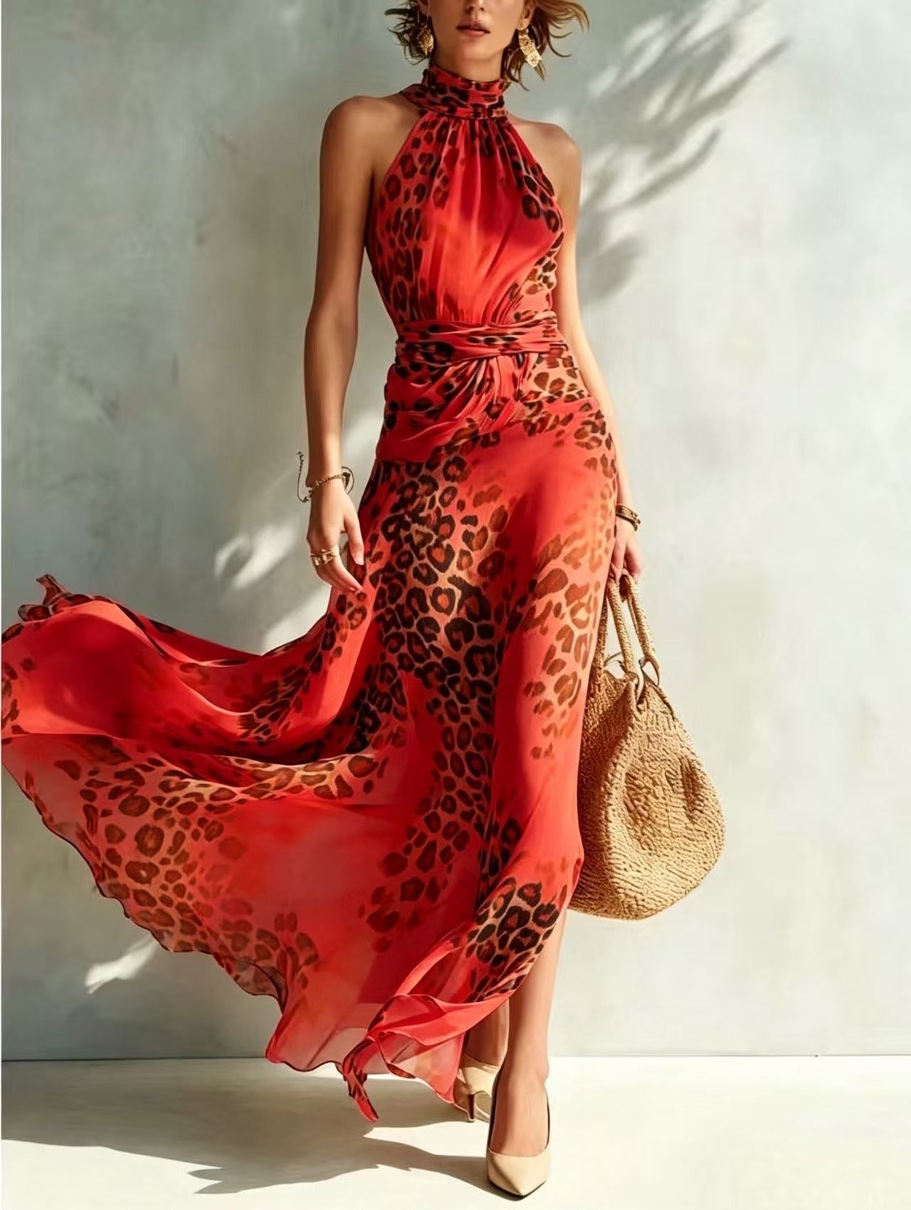 Desiree | Glamorous Animal Print Maxi Dress