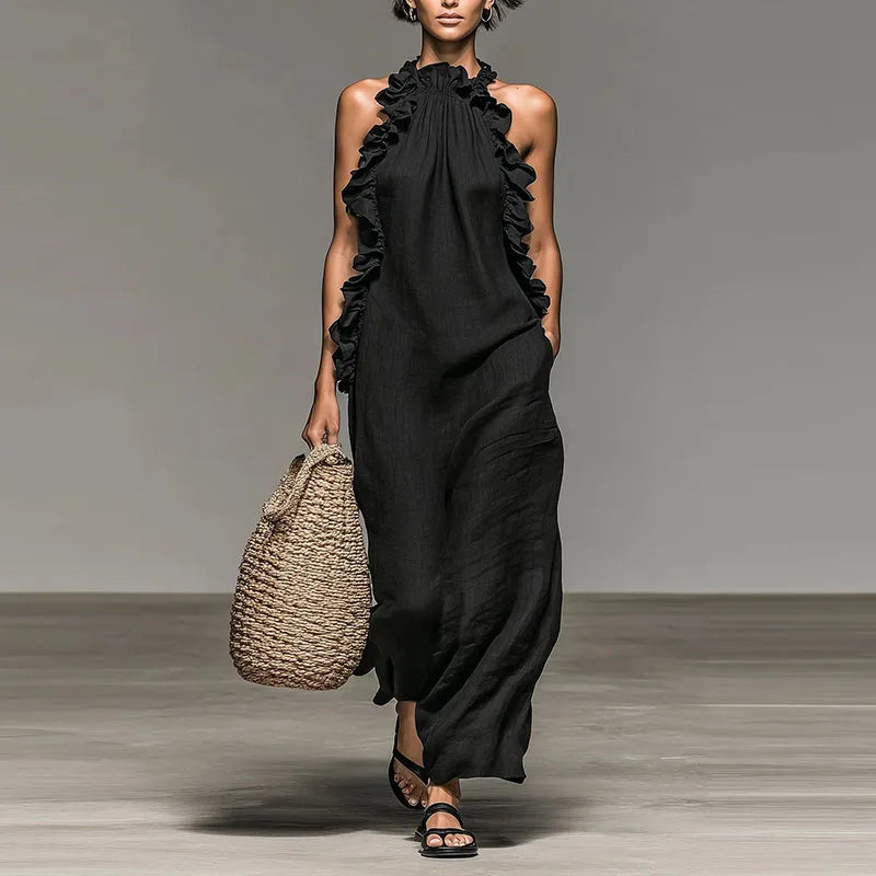 Aurelia | Halter Ruffle Maxi Dress