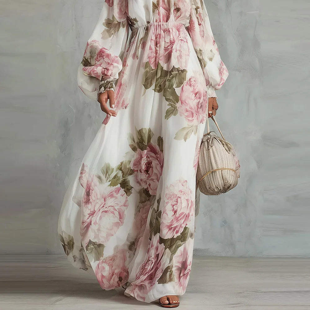 Peony | Floral Off Shoulder Maxi Dress