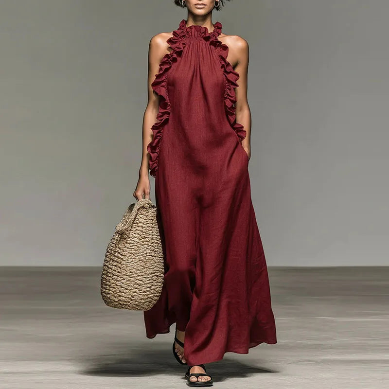 Aurelia | Halter Ruffle Maxi Dress