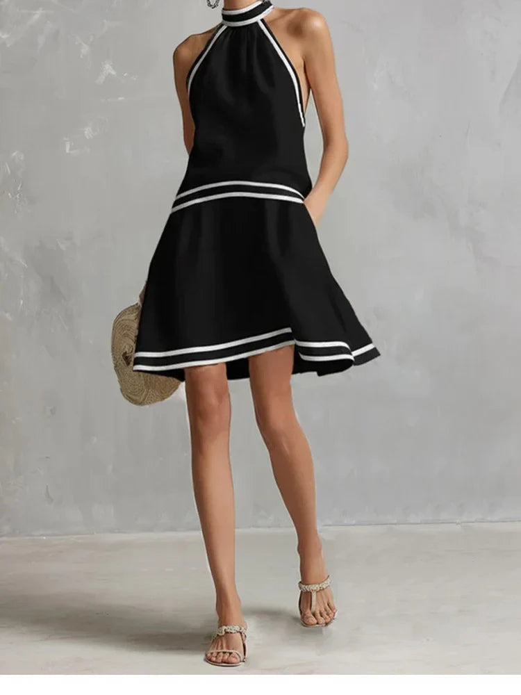 Talia | Contrast Halter Midi Dress