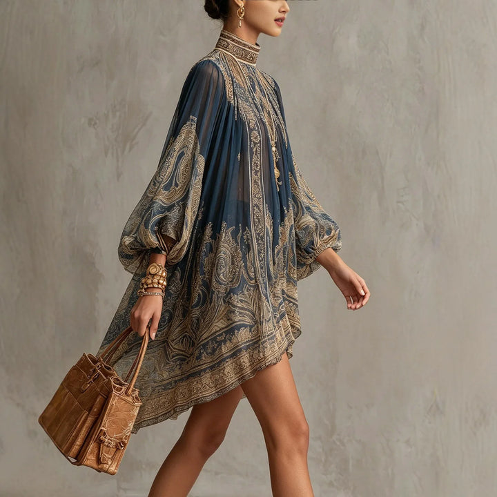 Elodie | Draped Turtleneck Midi Dress