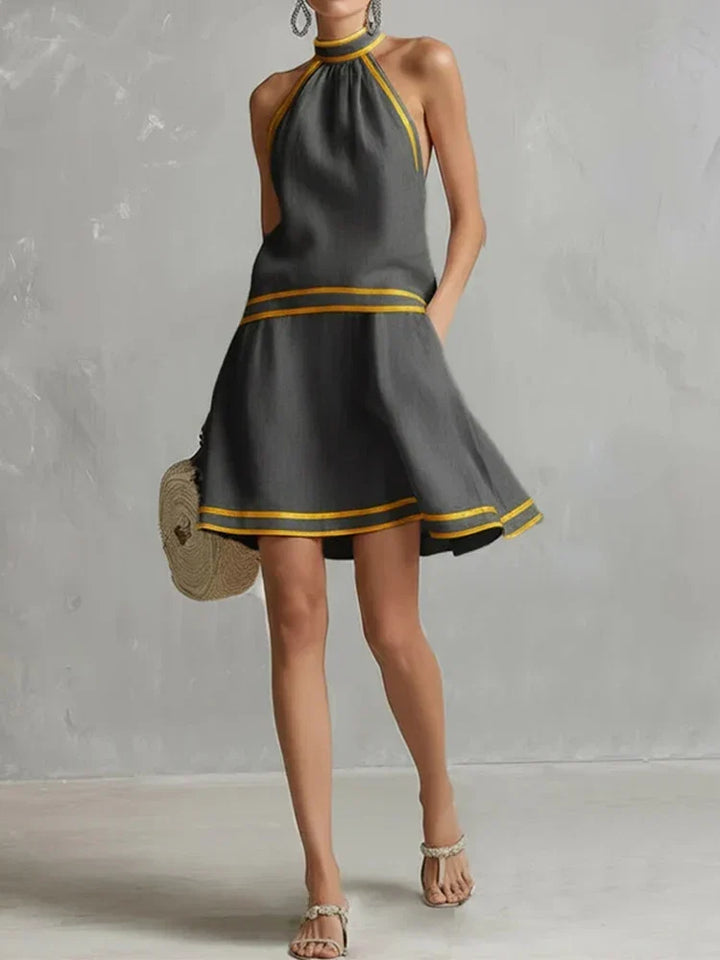 Talia | Contrast Halter Midi Dress