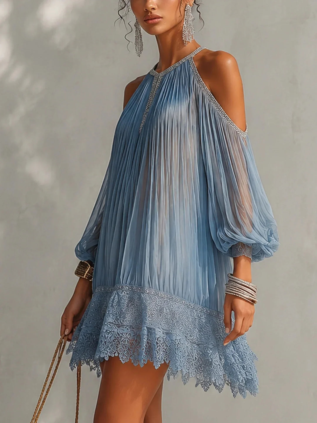 Simone | Lace-Trim Off-Shoulder Midi Dress