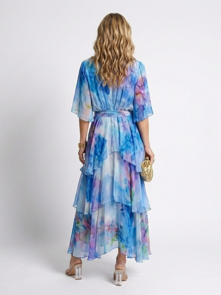 Calista | Sheer Layered Tie Waist Maxi Dress