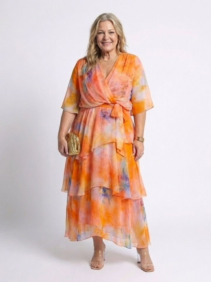 Calista | Sheer Layered Tie Waist Maxi Dress