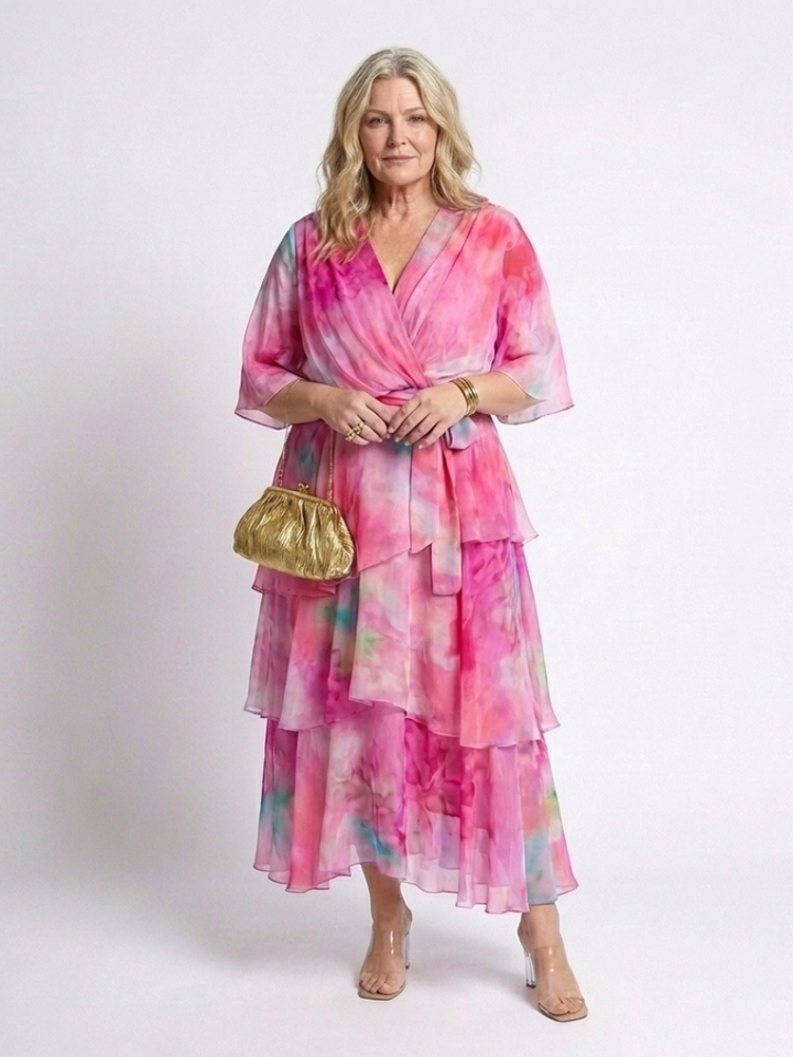 Calista | Sheer Layered Tie Waist Maxi Dress