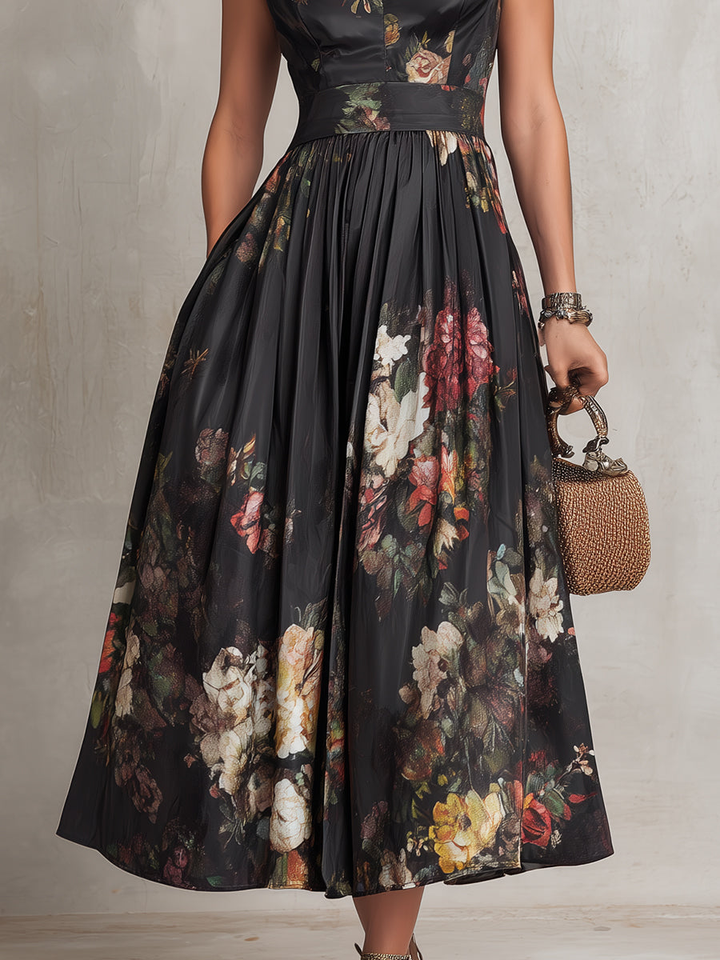 Vivienne | Keyhole Satin Midi Dress