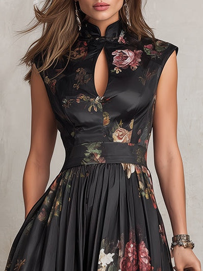 Vivienne | Keyhole Satin Midi Dress