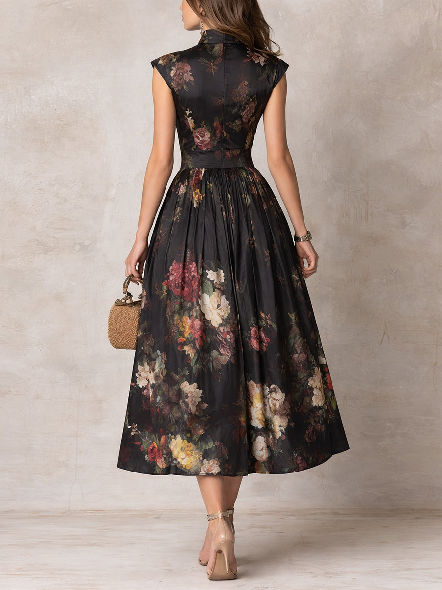Vivienne | Keyhole Satin Midi Dress