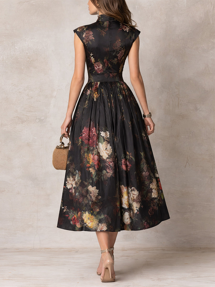 Vivienne | Keyhole Satin Midi Dress