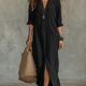 Alessia – Soft Black Buttoned Maxi Dress