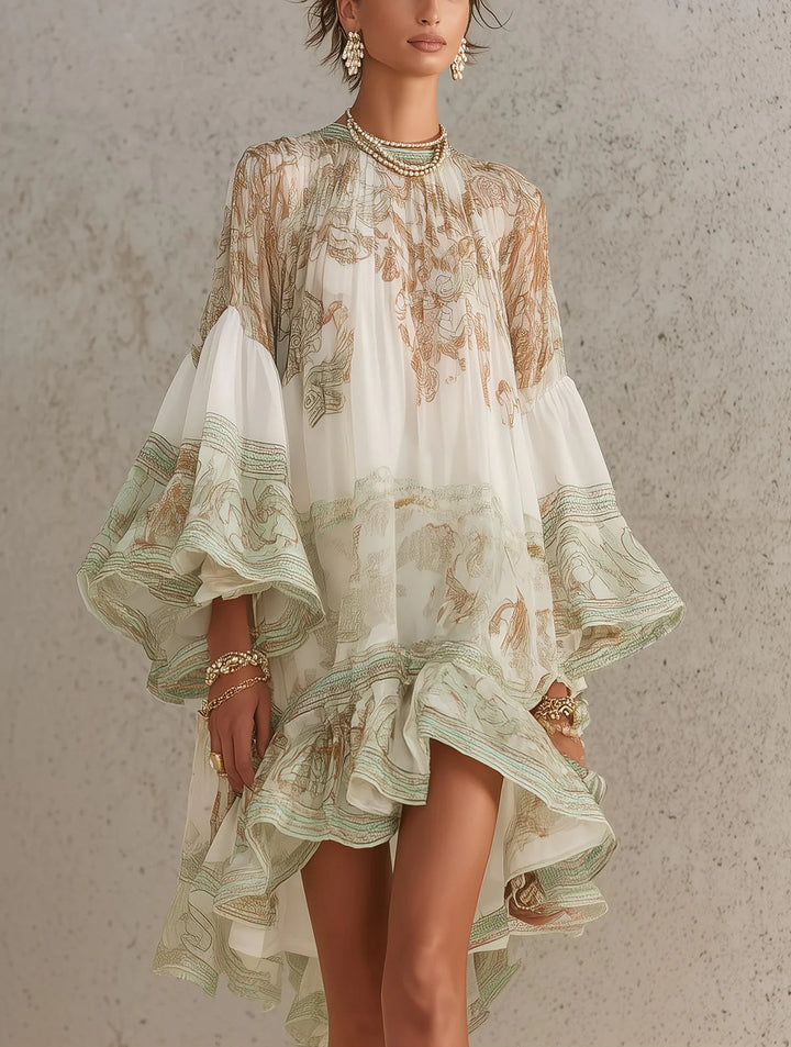 Rosalie | Green Ruffle-Sleeve Mini Dress