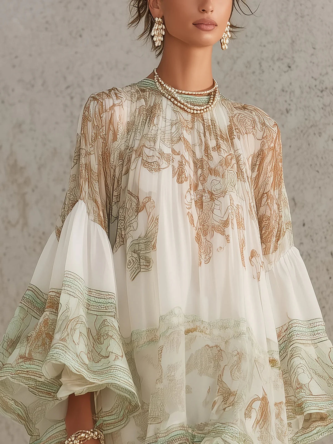 Rosalie | Green Ruffle-Sleeve Mini Dress