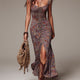 Violet | Pleated Floral Slit Maxi