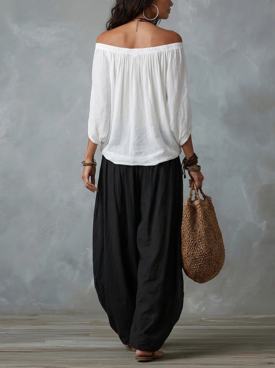 Sara | White Off-the-shoulder Set