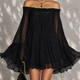 Océane | Black Off-Shoulder Mini Dress with Bell Sleeves