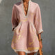 Ninon | Pink V-Neck Mini Dress with Gold Details