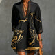 Léonie | Black V-Neck Mini Dress with Gold Details