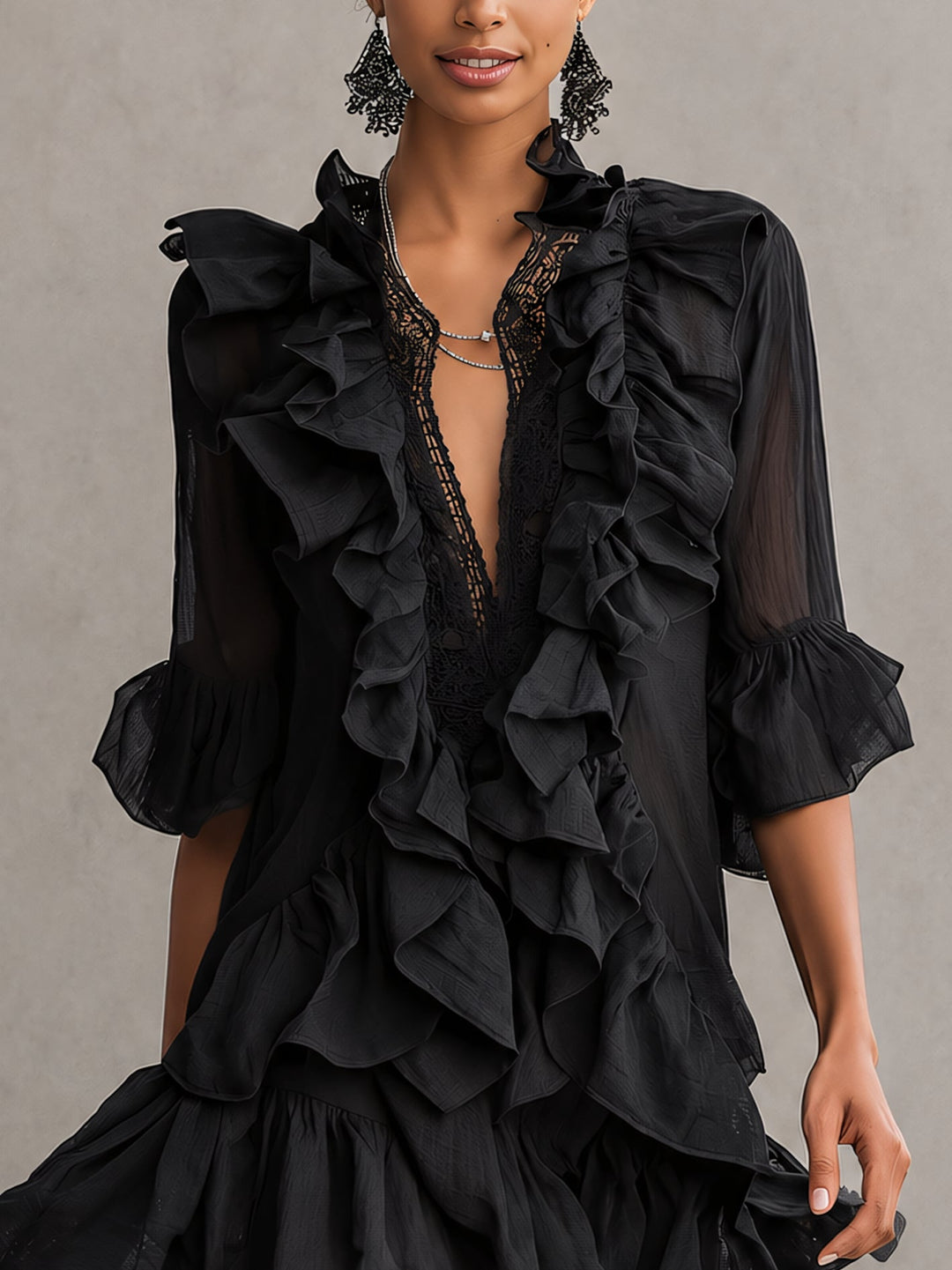 Anaïs | Black Ruffle Mini Dress