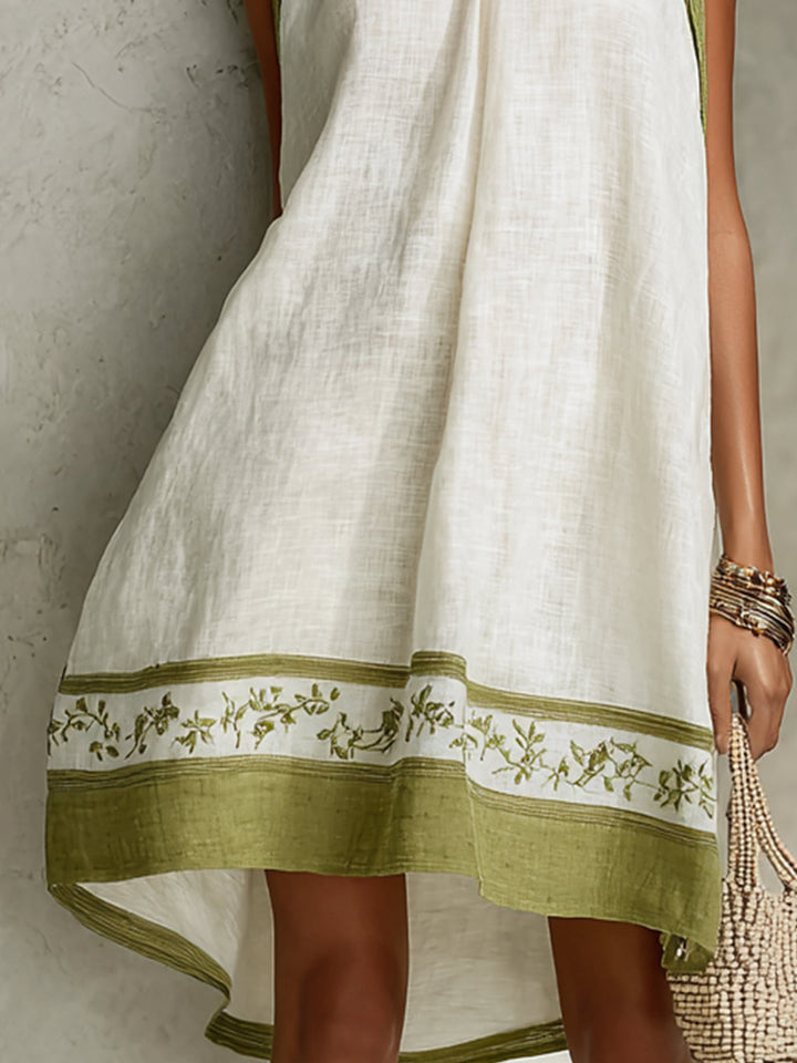 Agathe | White & Olive Floral A-Line Mini Dress