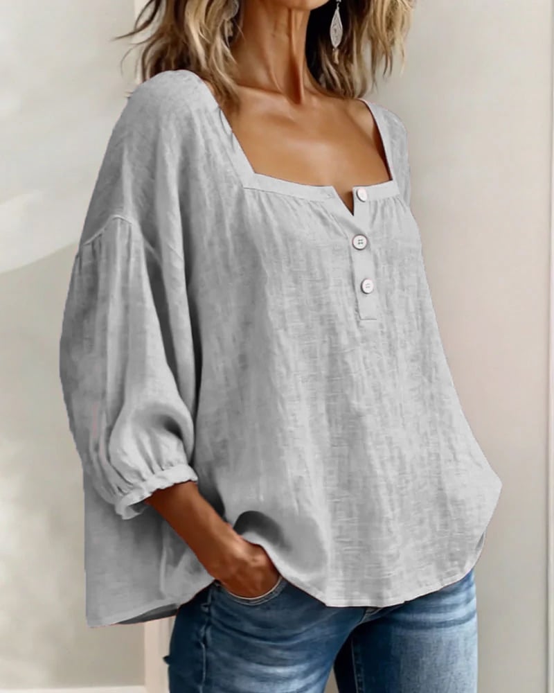 Charly | Blouse Simple Square Neck Long Sleeve