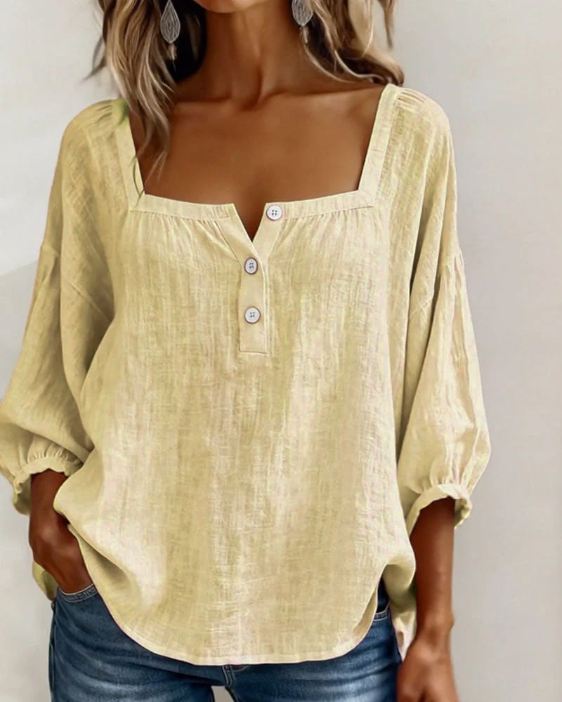 Charly | Blouse Simple Square Neck Long Sleeve