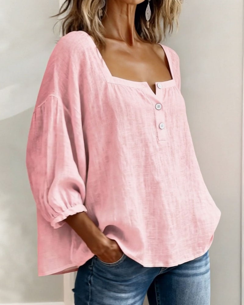 Charly | Blouse Simple Square Neck Long Sleeve